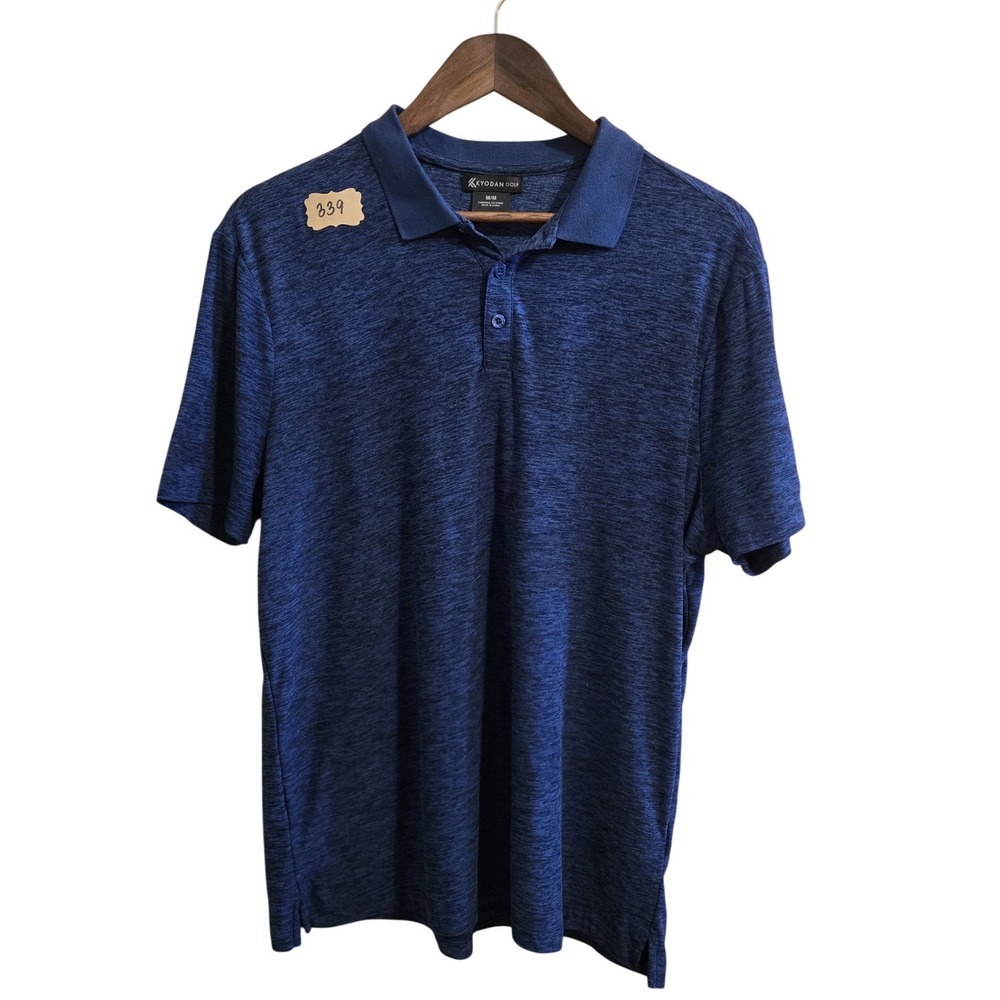 Kyodan Golf Mens Space Dye Polo Shirt Blue Heathered Short Sleeve Size M